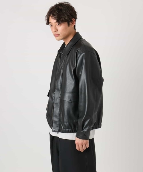 a.v.v(アーヴェヴェ)の「【洗濯機で洗える】フェイクレザーブルゾン(ブルゾン・メンズ・ブラック・46/48)」の6枚目の写真