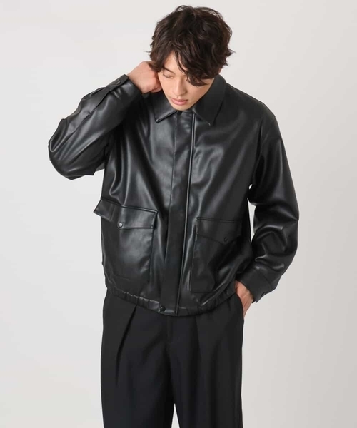 a.v.v(アーヴェヴェ)の「【洗濯機で洗える】フェイクレザーブルゾン(ブルゾン・メンズ・ブラック・46/48)」の7枚目の写真