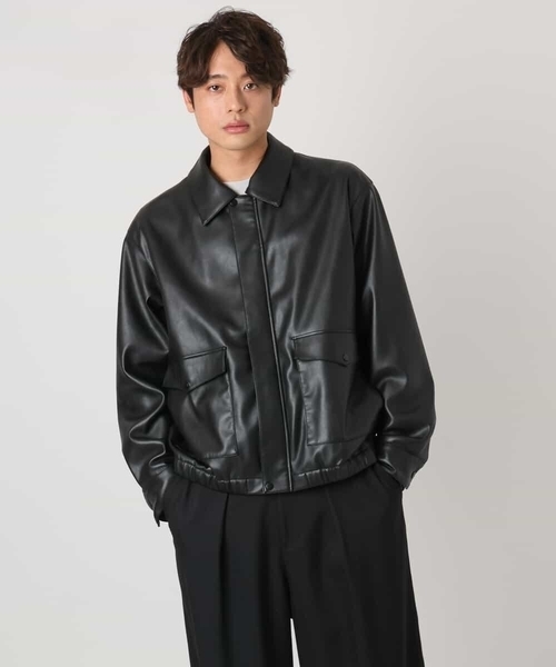 a.v.v(アーヴェヴェ)の「【洗濯機で洗える】フェイクレザーブルゾン(ブルゾン・メンズ・ブラック・46/48)」の8枚目の写真