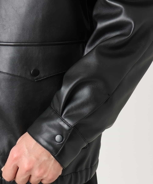 a.v.v(アーヴェヴェ)の「【洗濯機で洗える】フェイクレザーブルゾン(ブルゾン・メンズ・ブラック・46/48)」の12枚目の写真