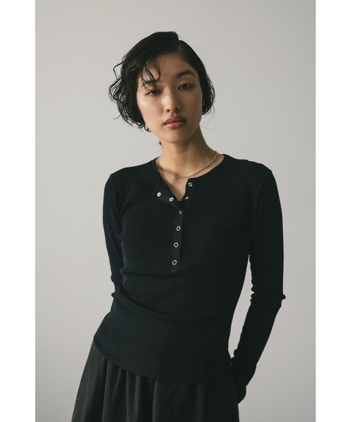 STYLEMIXER(スタイルミキサー)の「【ベストセラー】ヘンリーネックシアーニット 春服(ニット/セーター・レディース・ブラック/ホワイト/ライム/ブラウン・FREE)」の13枚目の写真