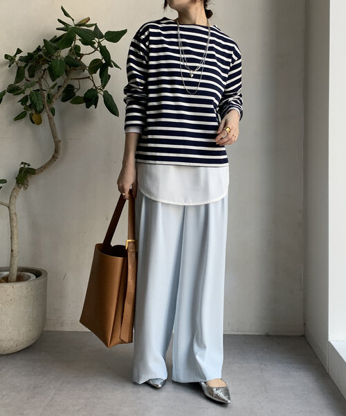 DouDou（ドゥドゥ）の「【WEB限定】 ボートネックボーダーTEE（Tシャツ/カットソー・レディース・ベージュ/ネイビー/オフホワイト・FREE）」の17枚目の写真
