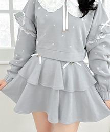 【セットアップ対応】裏毛ティアードレースアップスカート