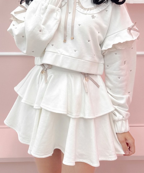 ROJITA（ロジータ）の「【セットアップ対応】裏毛ティアードレースアップスカート（スカート・レディース・ブラック/ピンク/ホワイト/グレー・FREE）」の2枚目の写真