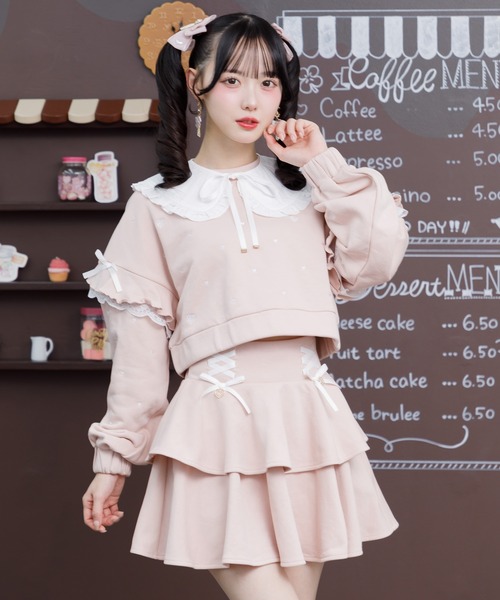 ROJITA（ロジータ）の「【セットアップ対応】裏毛ティアードレースアップスカート（スカート・レディース・ブラック/ピンク/ホワイト/グレー・FREE）」の12枚目の写真