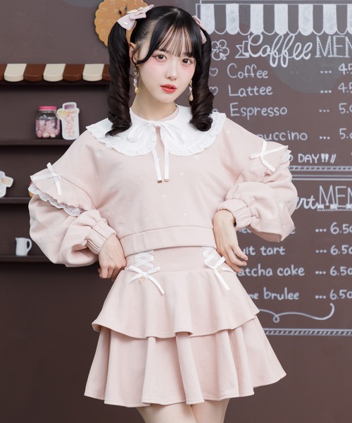 ROJITA（ロジータ）の「【セットアップ対応】裏毛ティアードレースアップスカート（スカート・レディース・ブラック/ピンク/ホワイト/グレー・FREE）」の18枚目の写真