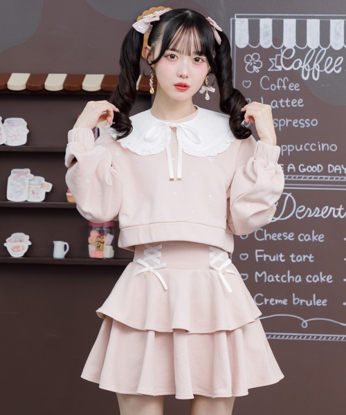 ROJITA（ロジータ）の「【セットアップ対応】裏毛ティアードレースアップスカート（スカート・レディース・ブラック/ピンク/ホワイト/グレー・FREE）」の19枚目の写真