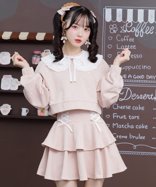 ROJITA（ロジータ）の「【セットアップ対応】裏毛ティアードレースアップスカート（スカート・レディース・ブラック/ピンク/ホワイト/グレー・FREE）」の11枚目の写真