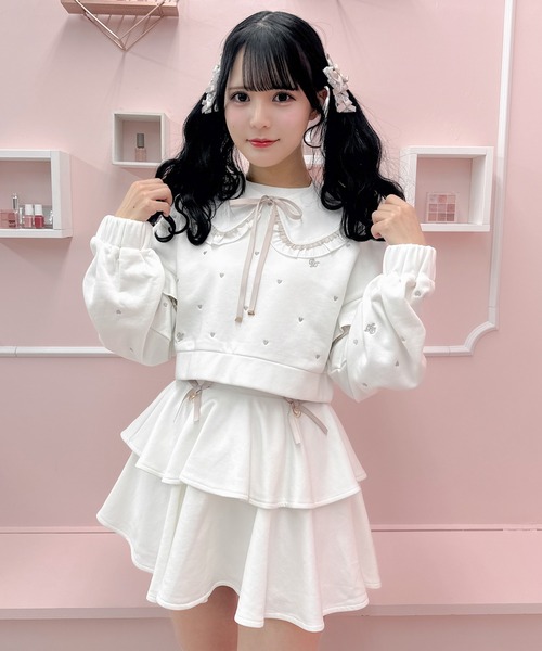 ROJITA（ロジータ）の「【セットアップ対応】裏毛ティアードレースアップスカート（スカート・レディース・ブラック/ピンク/ホワイト/グレー・FREE）」の15枚目の写真