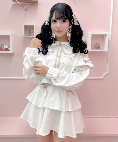 ROJITA（ロジータ）の「【セットアップ対応】裏毛ティアードレースアップスカート（スカート・レディース・ブラック/ピンク/ホワイト/グレー・FREE）」の16枚目の写真