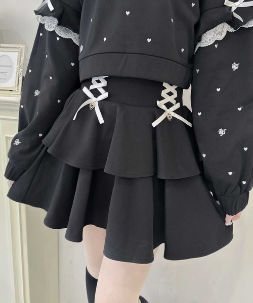 ROJITA（ロジータ）の「【セットアップ対応】裏毛ティアードレースアップスカート（スカート・レディース・ブラック/ピンク/ホワイト/グレー・FREE）」の6枚目の写真