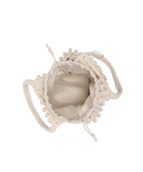 jouetie（ジュエティ）の「【jouetie/ジュエティ】ロゴ巾着付　ビーズ編みバッグ（ハンドバッグ・レディース・ブラック/シルバー/ホワイト系・FREE）」の8枚目の写真