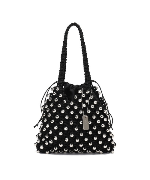 jouetie（ジュエティ）の「【jouetie/ジュエティ】ロゴ巾着付　ビーズ編みバッグ（ハンドバッグ・レディース・ブラック/シルバー/ホワイト系・FREE）」の12枚目の写真