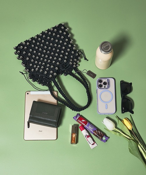 jouetie（ジュエティ）の「【jouetie/ジュエティ】ロゴ巾着付　ビーズ編みバッグ（ハンドバッグ・レディース・ブラック/シルバー/ホワイト系/レッド・FREE）」の16枚目の写真