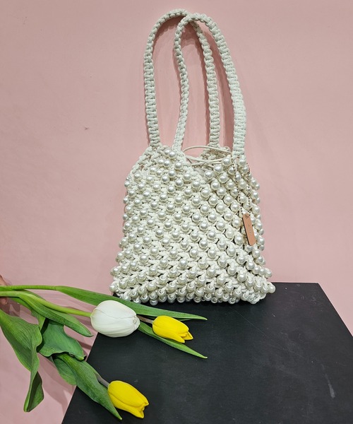 jouetie（ジュエティ）の「【jouetie/ジュエティ】ロゴ巾着付　ビーズ編みバッグ（ハンドバッグ・レディース・ブラック/シルバー/ホワイト系/レッド・FREE）」の19枚目の写真