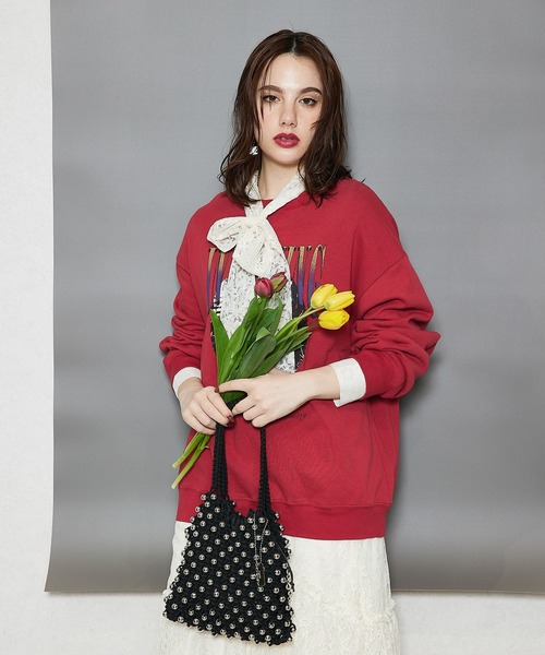 jouetie（ジュエティ）の「【jouetie/ジュエティ】ロゴ巾着付　ビーズ編みバッグ（ハンドバッグ・レディース・ブラック/シルバー/ホワイト系/レッド・FREE）」の21枚目の写真