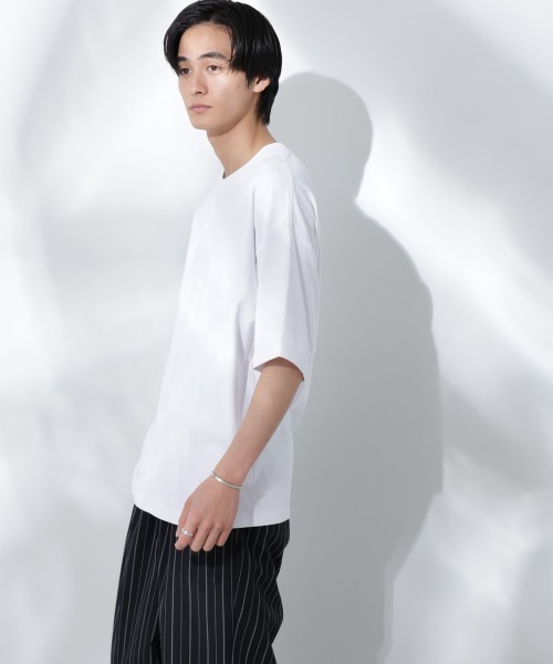 NANO universe（ナノユニバース）の「Anti Soaked(R)  汗染み防止 クルーネック ビッグシルエットTシャツ（Tシャツ/カットソー・メンズ・ホワイト/ブラック/トップグレー/ダークブルー・S/M/L）」の6枚目の写真
