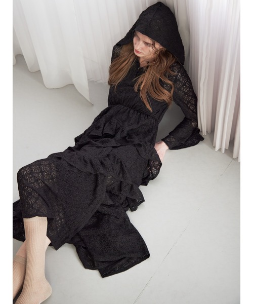 etre loin（エトルワン）の「Hoodie race dress（ワンピース・レディース・ブラック/アイボリー/ピンク・M）」の2枚目の写真