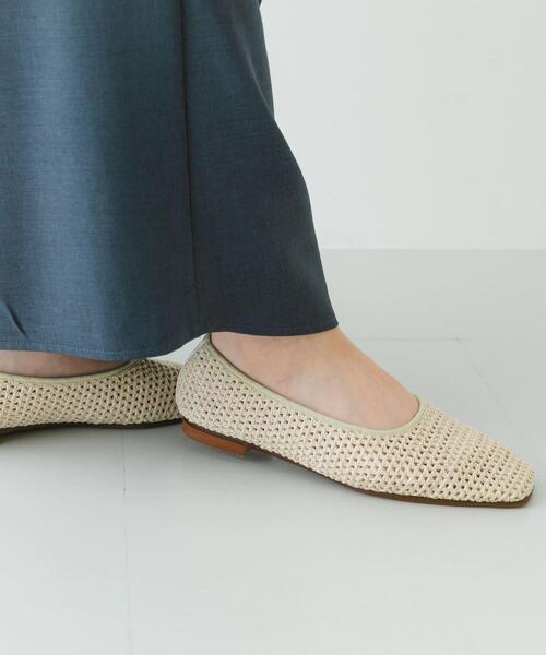 セール】スクエアメッシュフラットシューズ（バレエシューズ