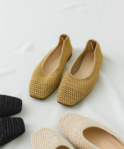 新品✨定価 18,900円made in JAPANスクエアトゥフラット 完売品 セール】『MADE IN JAPAN』スクエアメッシュフラットシューズ