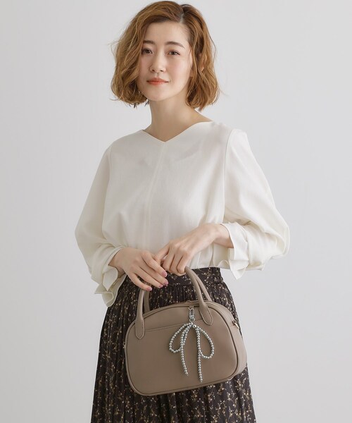 grove（グローブ）の「リボンチャーム2WAYボストン（ボストンバッグ・レディース・ライトブルー/ブラウン系その他/ライトベージュ/ブラック・00）」の9枚目の写真