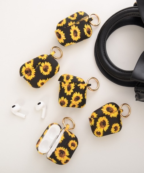 Air Pods ケース カバー ひまわり かわいい ブラック Air Pods ケース カバー ひまわり かわいい ブラック airpodsケース可愛い