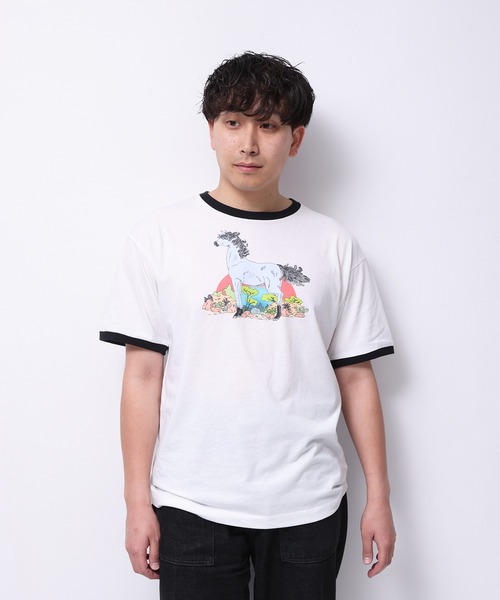 Common Noun(コモン ナウン)の「“HORSE” Tsuguya Ishii 半袖T(Tシャツ/カットソー・レディース・イエロー/ホワイト/杢グレー/ブラック/ピンク・M/L)」の1枚目の写真