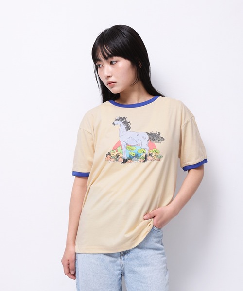 Common Noun(コモン ナウン)の「“HORSE” Tsuguya Ishii 半袖T(Tシャツ/カットソー・レディース・イエロー/ホワイト/杢グレー/ブラック/ピンク・M/L)」の4枚目の写真