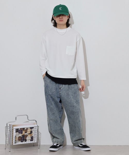 FUNALIVE(ファンアライブ)の「ジャガード 無地 レイヤード 長袖Tシャツ(Tシャツ/カットソー・メンズ・チャコールグレー/グレー/ベージュ/ホワイト/ブラック・L/LL/M)」の9枚目の写真