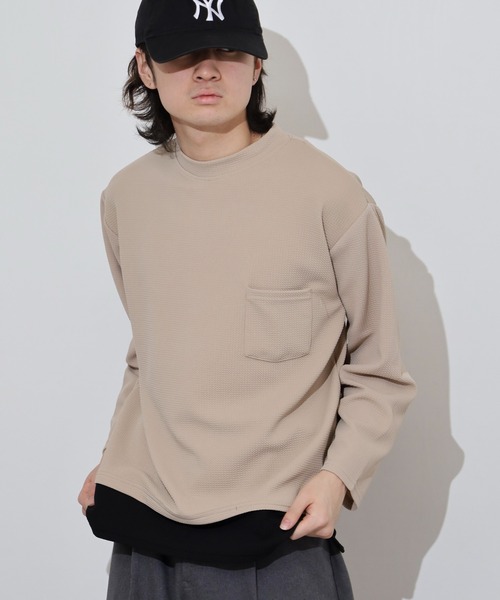 FUNALIVE(ファンアライブ)の「ジャガード 無地 レイヤード 長袖Tシャツ(Tシャツ/カットソー・メンズ・チャコールグレー/グレー/ベージュ/ホワイト/ブラック・L/LL/M)」の22枚目の写真