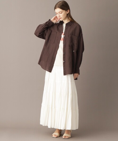 DRESSTERIOR（ドレステリア）の「【人気定番/ラミー100％】ガーメントダイラミーシャツ（シャツ/ブラウス・レディース・ホワイト/パープル/ブラウン系その他/サックスブルー・34/36/38）」の5枚目の写真