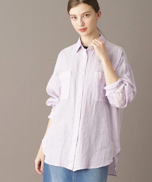 DRESSTERIOR（ドレステリア）の「【人気定番/ラミー100％】ガーメントダイラミーシャツ（シャツ/ブラウス・レディース・ホワイト/パープル/ブラウン系その他/サックスブルー・34/36/38）」の10枚目の写真