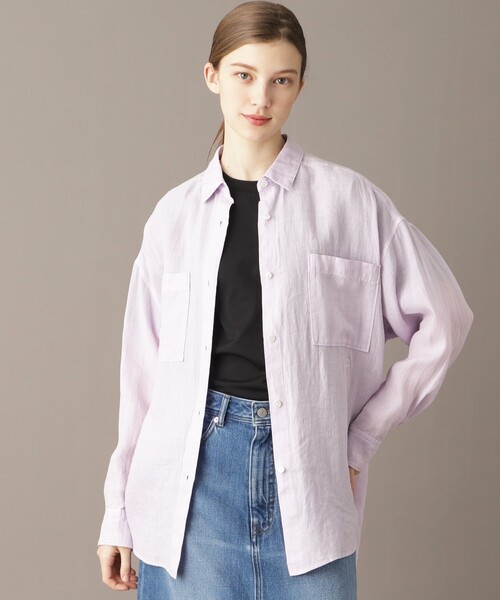 DRESSTERIOR（ドレステリア）の「【人気定番/ラミー100％】ガーメントダイラミーシャツ（シャツ/ブラウス・レディース・ホワイト/パープル/ブラウン系その他/サックスブルー・34/36/38）」の11枚目の写真