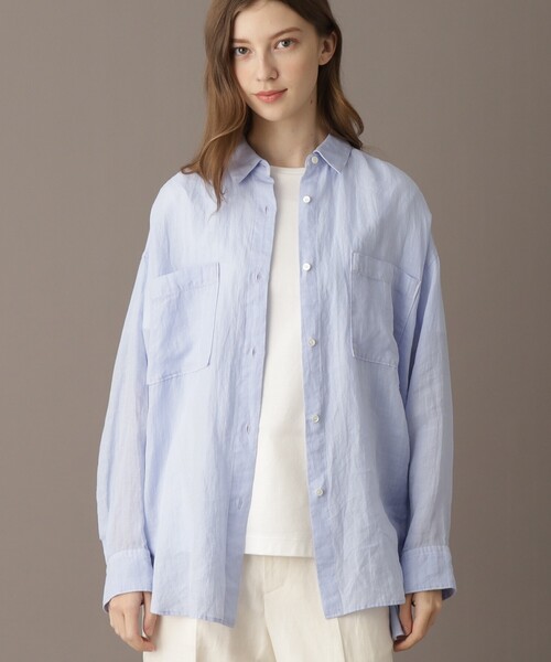 DRESSTERIOR（ドレステリア）の「【人気定番/ラミー100％】ガーメントダイラミーシャツ（シャツ/ブラウス・レディース・ホワイト/パープル/ブラウン系その他/サックスブルー・34/36/38）」の15枚目の写真