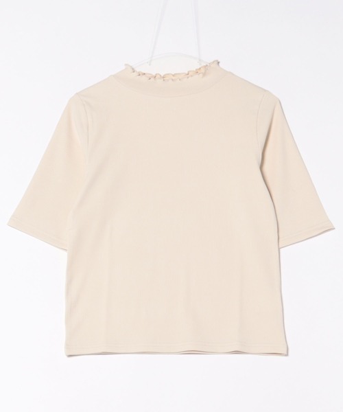 TRIANGLE PALETTE(トライアングルパレット)の「モックネック5分袖トップス(Tシャツ/カットソー・レディース・ピンク/グリーン/ホワイト/ブラック/アイボリー/チャコールグレー・FREE)」の20枚目の写真