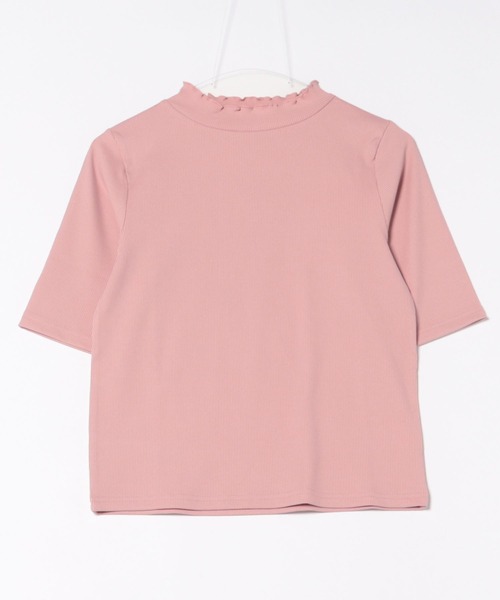 PGG ◾️長袖モックネック◾️ ピンク セール】モックネック5分袖トップス（Tシャツ/カットソー