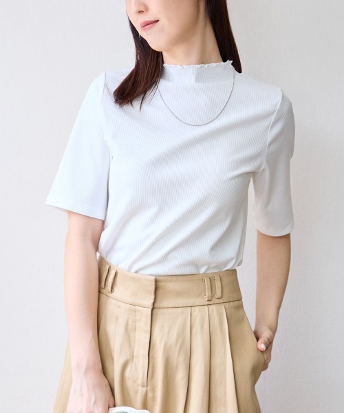 AW】WOMENS トライアングルドットプリント 長袖モックネック