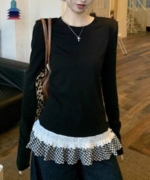 Vipoa（ヴィポア）の「フリルレーストップス（Tシャツ/カットソー）」