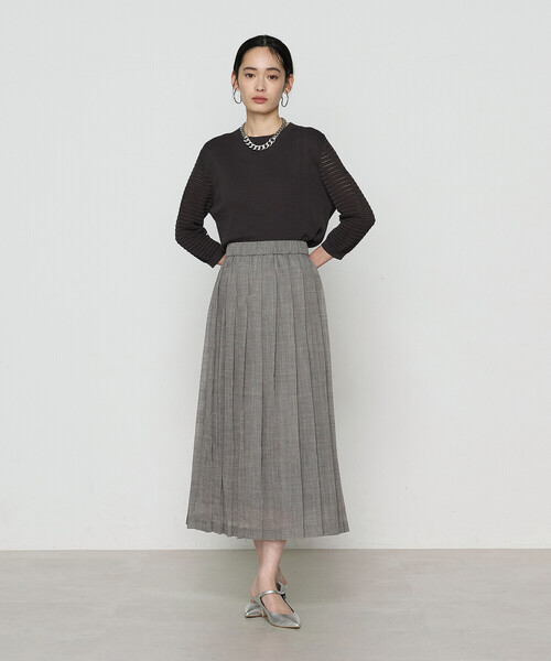 K.T KIYOKO TAKASE（キヨコタカセ）の「ラミー プリーツスカート（スカート・レディース・グリーン/チャコール・7号/9号）」の3枚目の写真