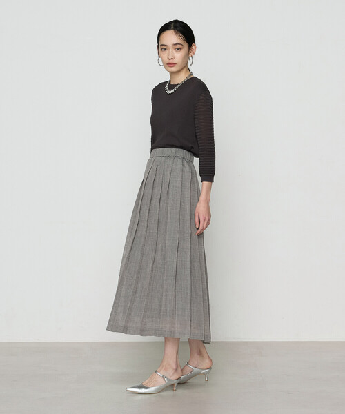 K.T KIYOKO TAKASE（キヨコタカセ）の「ラミー プリーツスカート（スカート・レディース・グリーン/チャコール・7号/9号）」の4枚目の写真