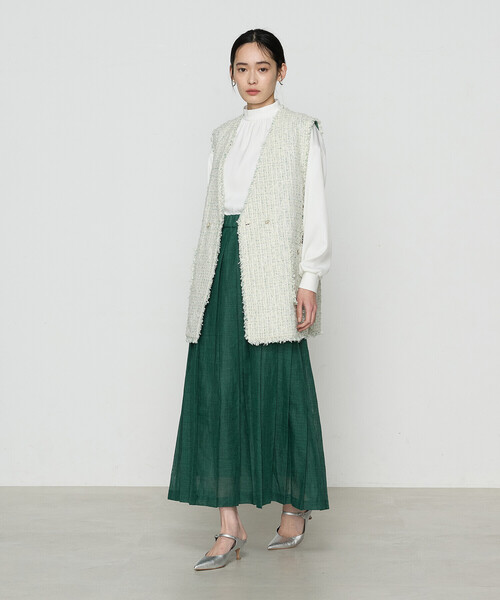 K.T KIYOKO TAKASE（キヨコタカセ）の「ラミー プリーツスカート（スカート・レディース・グリーン/チャコール・7号/9号）」の8枚目の写真