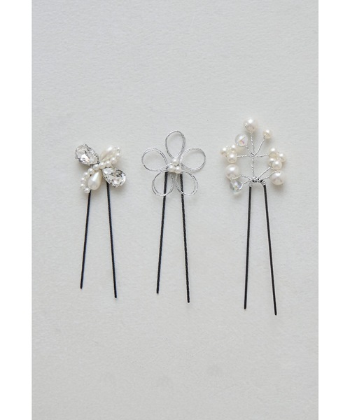 orgablanca 花モチーフ ヘアピン 3本セット orgablanca 花モチーフ ヘアピン 3本セット orgablanca 花モチーフ