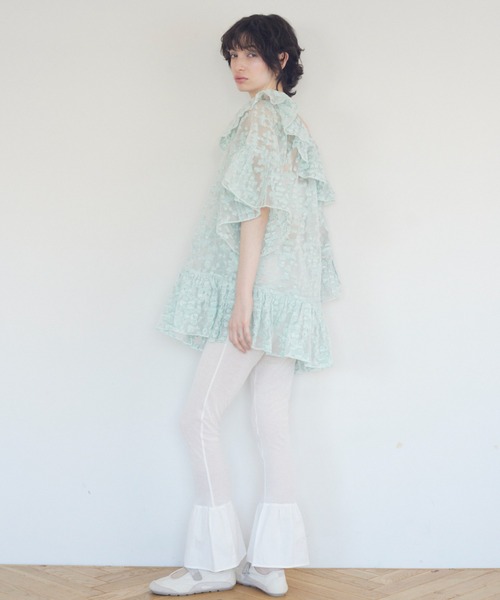 HONEY MI HONEY（ハニーミーハニー）の「sheer rib frill flare pants（その他パンツ・レディース・ホワイト/ブラック/ベージュ・FREE）」の4枚目の写真