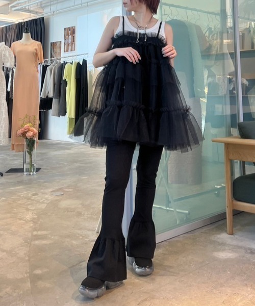 HONEY MI HONEY（ハニーミーハニー）の「sheer rib frill flare pants（その他パンツ・レディース・ホワイト/ブラック/ベージュ・FREE）」の8枚目の写真
