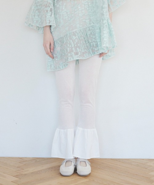 HONEY MI HONEY（ハニーミーハニー）の「sheer rib frill flare pants（その他パンツ・レディース・ホワイト/ブラック/ベージュ・FREE）」の11枚目の写真