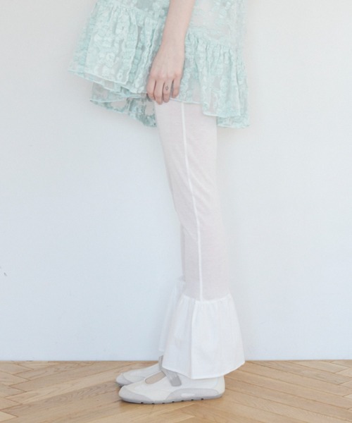 HONEY MI HONEY（ハニーミーハニー）の「sheer rib frill flare pants（その他パンツ・レディース・ホワイト/ブラック/ベージュ・FREE）」の12枚目の写真