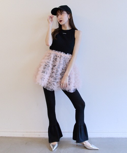 HONEY MI HONEY(ハニーミーハニー)の「sheer rib frill flare pants(その他パンツ・レディース・ホワイト/ブラック/ベージュ・FREE)」の17枚目の写真