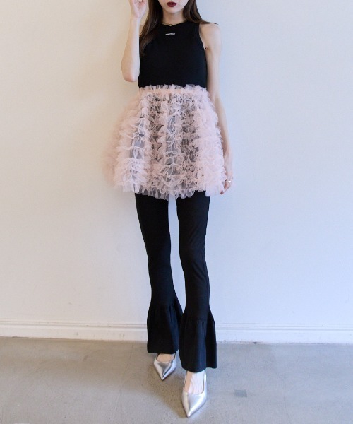 HONEY MI HONEY(ハニーミーハニー)の「sheer rib frill flare pants(その他パンツ・レディース・ホワイト/ブラック/ベージュ・FREE)」の18枚目の写真