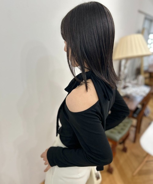 mebole（メボレ）の「チョーカーネックワンショルトップス（Tシャツ/カットソー・レディース・ブラック/ワインレッド・FREE）」の12枚目の写真