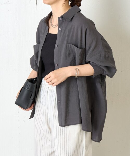 ジェナエスパスメルヴェイユ　バックカーブシャーリングシャツ 新品】 ジェナエスパスメルヴェイユ バックカーブシャーリング